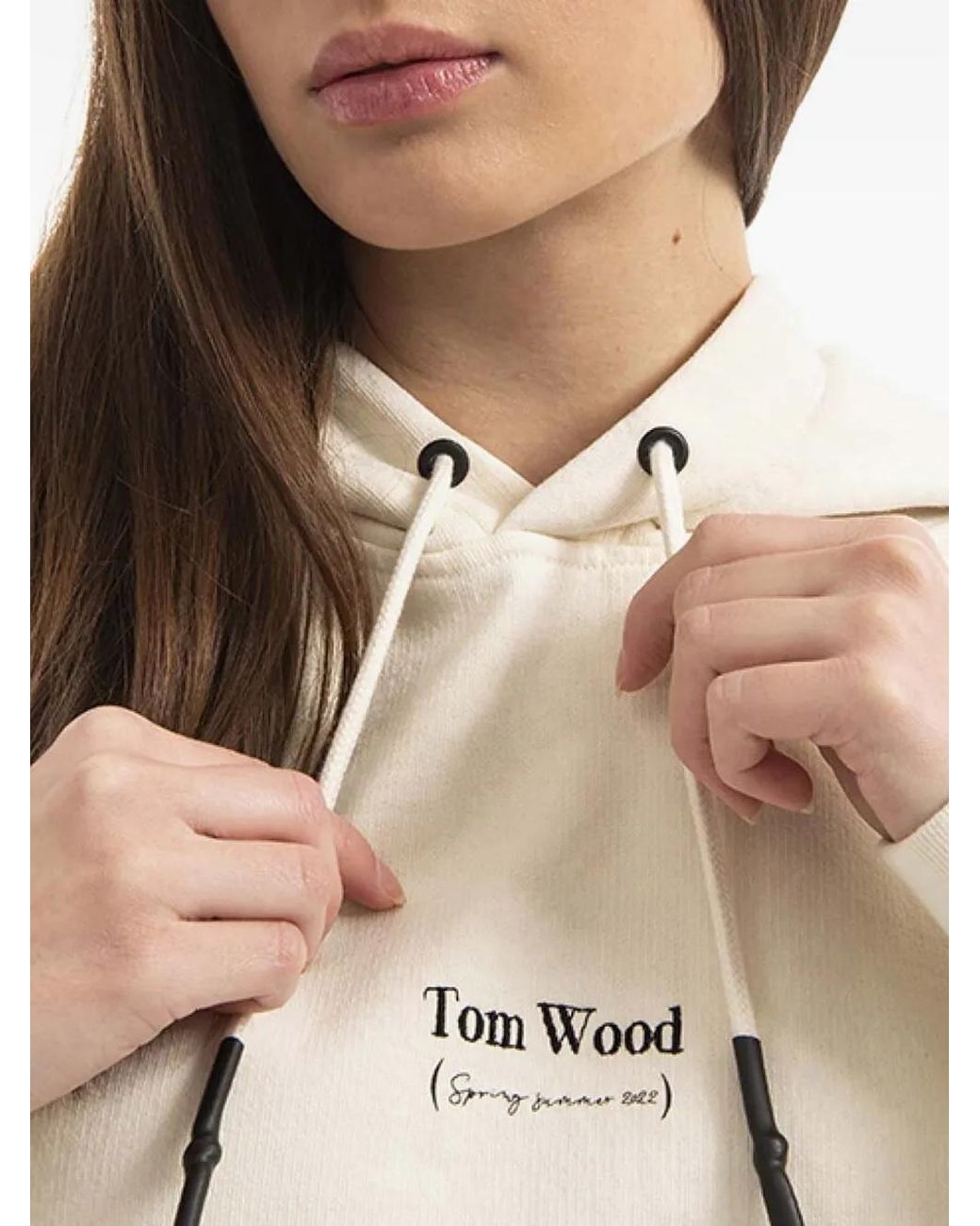 Tom Wood White Logo-Print Hoodie
