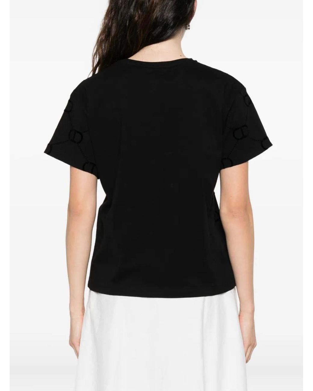 Twinset Black Logo-Pattern T-Shirt