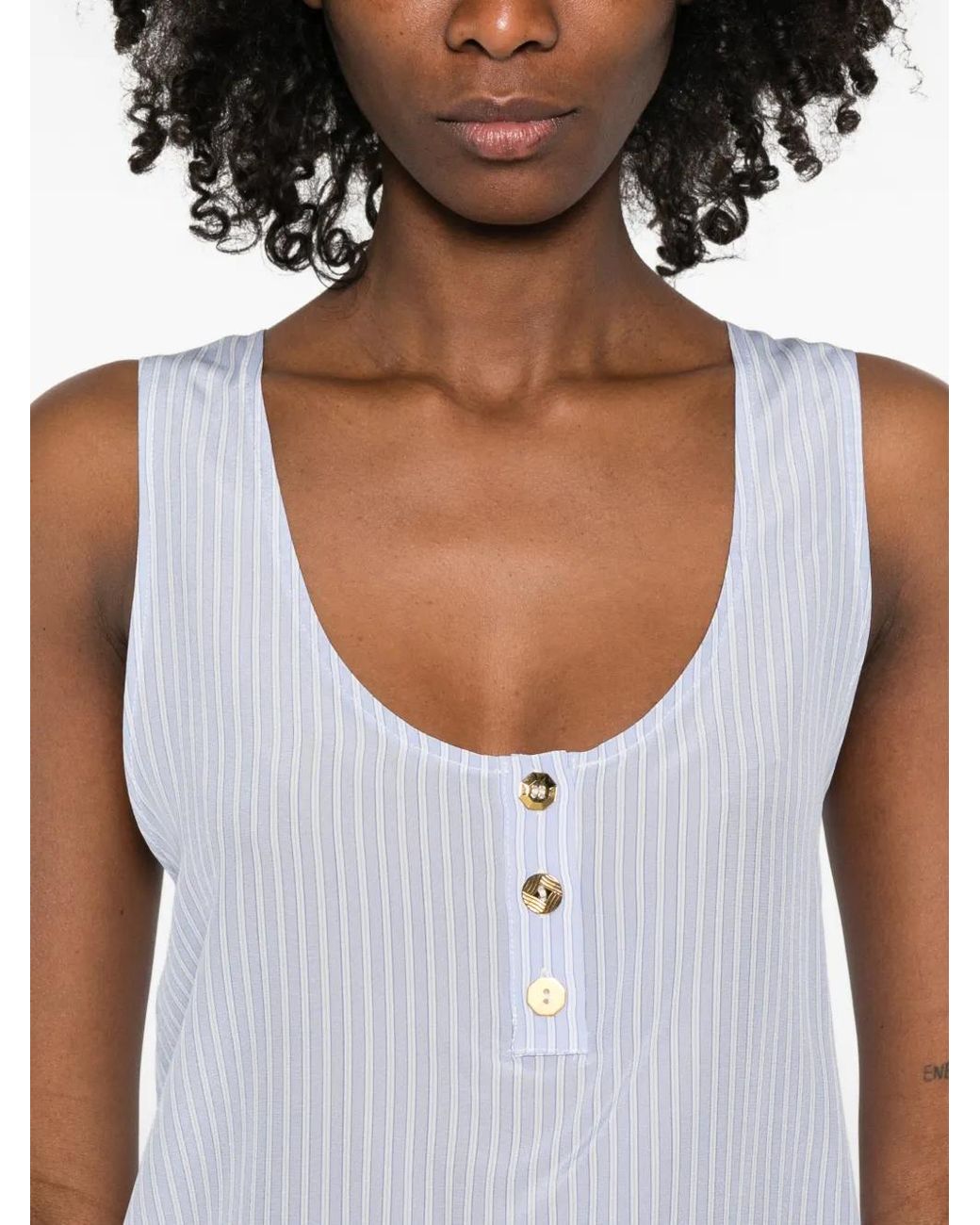Franchise White Striped Button Top