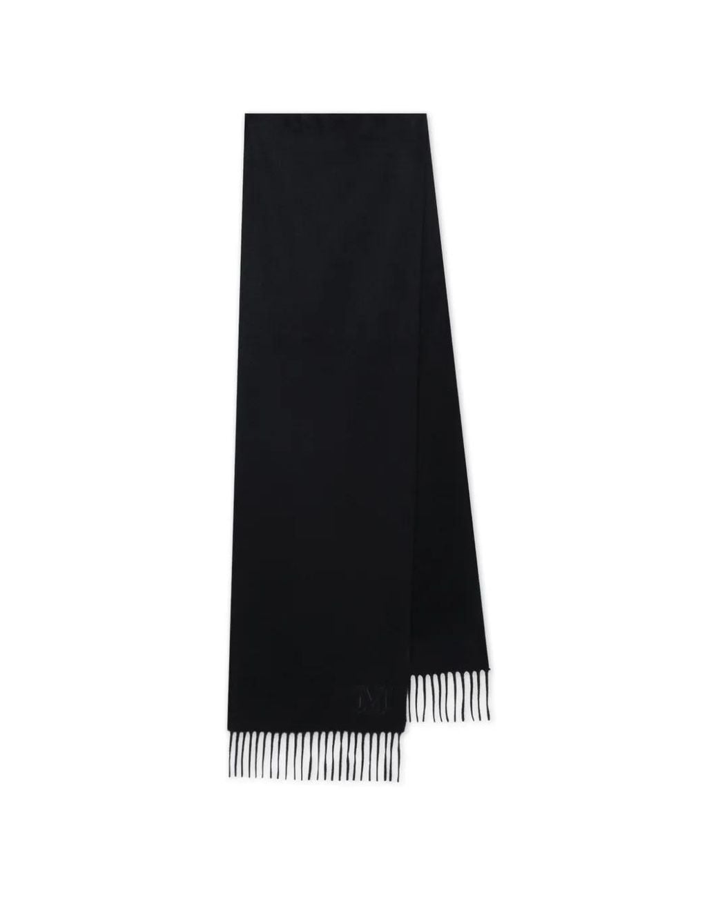 Max Mara Black Fringe-Trimmed Cashmere Scarf