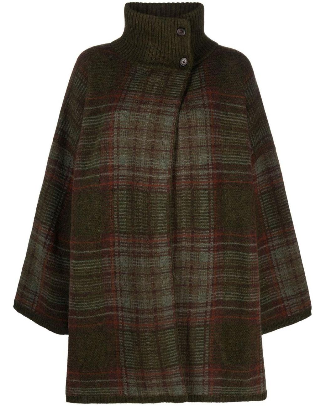 Polo Ralph Lauren Tartan-pattern Wool-blend Cape in Black Lyst UK
