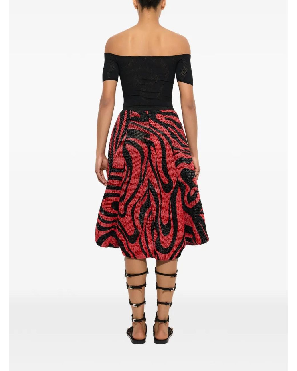 Emilio Pucci Red Pantalon Ample À Imprimé Marmo