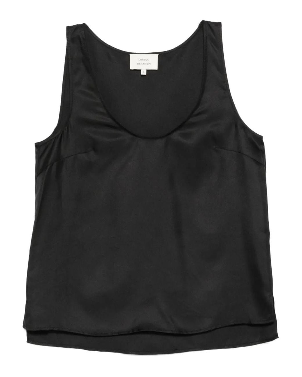 Loulou de Saison Black Gaby Scoop-Neck Silk Top
