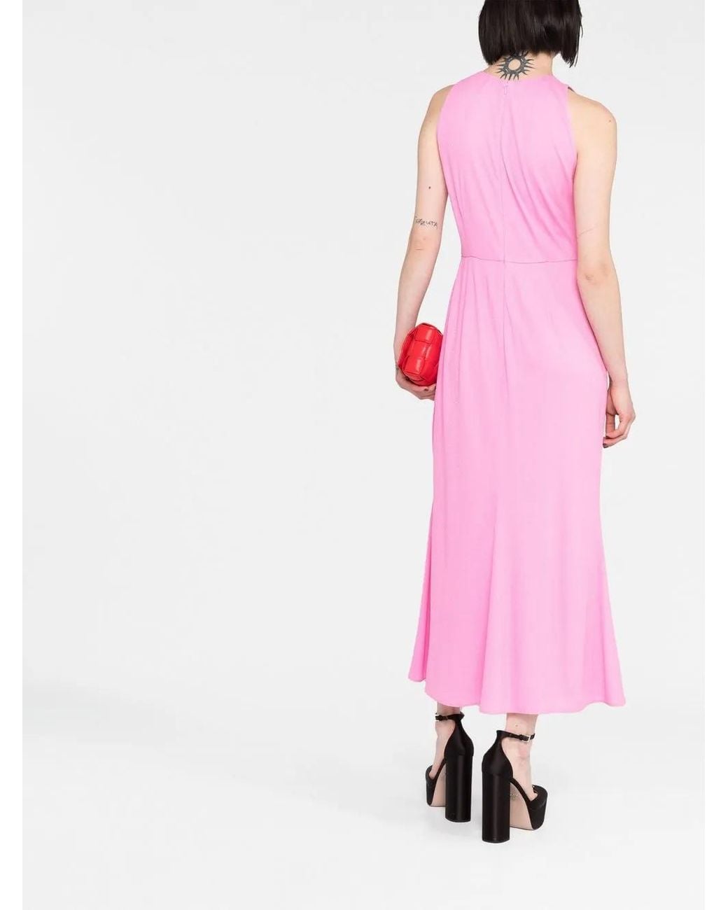 Prada Pink Triangle Logo Maxi Dress