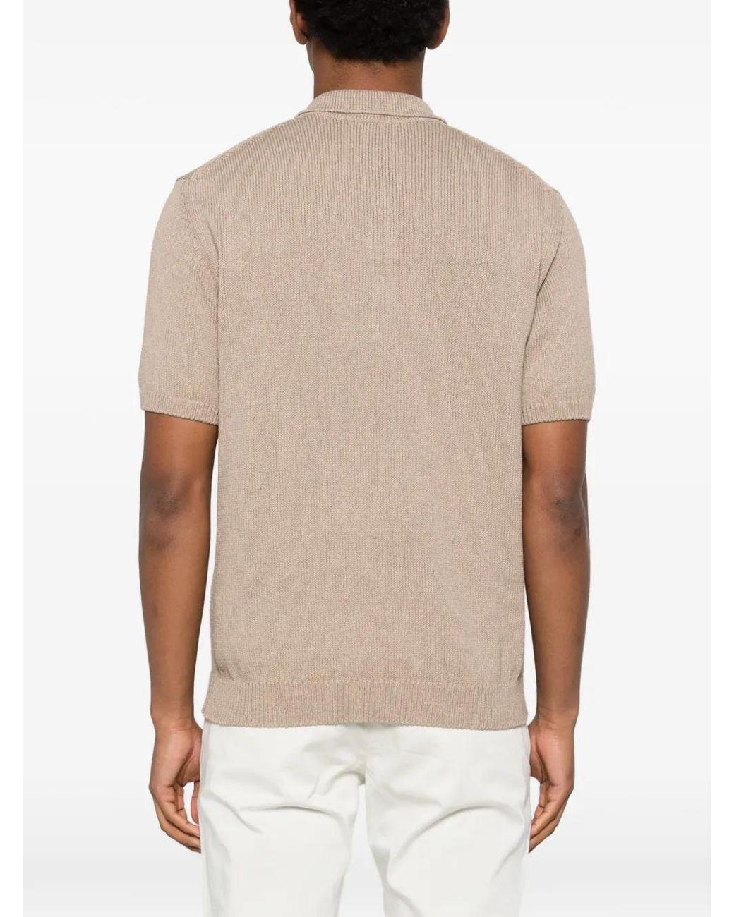 Eleventy Natural Knitted Polo Shirt for men