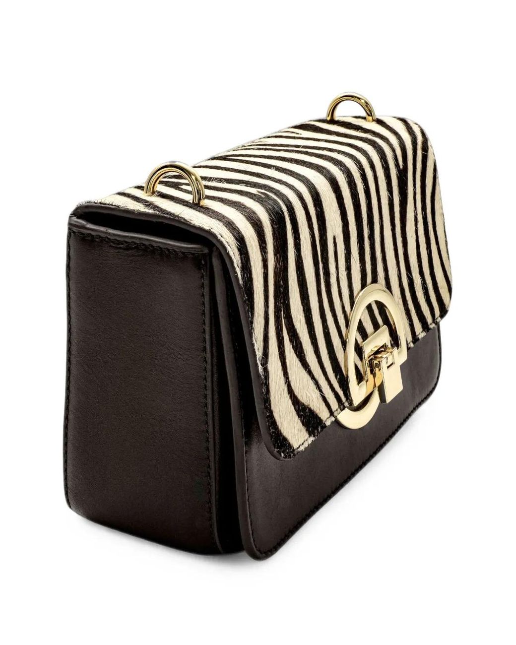 Apatchy London Black Tilly Zebra-Print Hair-On Leather Mini Bag