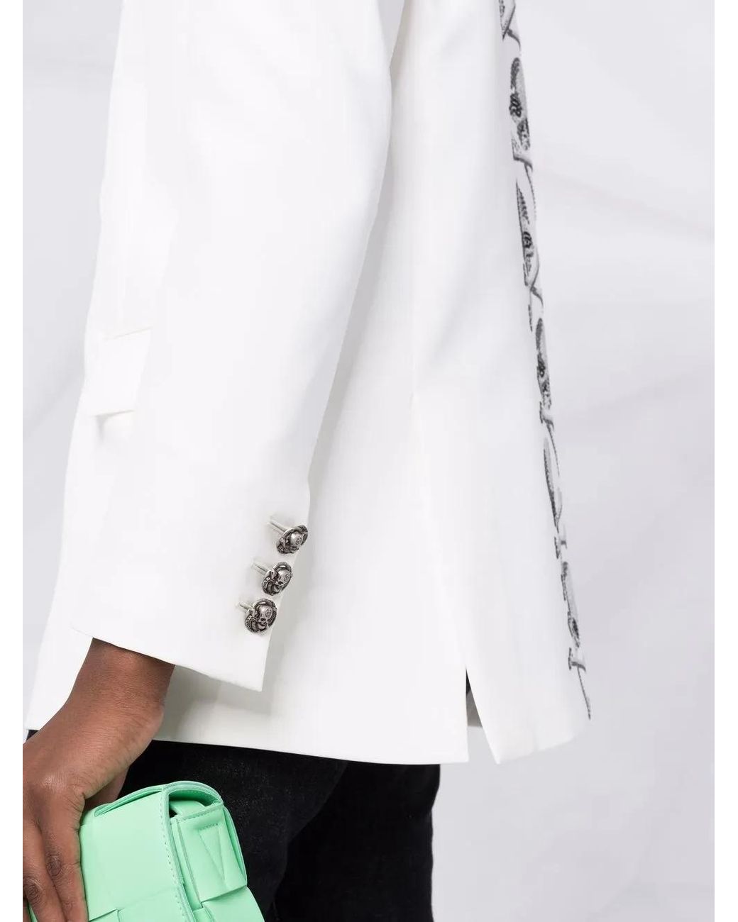 Philipp Plein White Embellished Single-Breasted Blazer