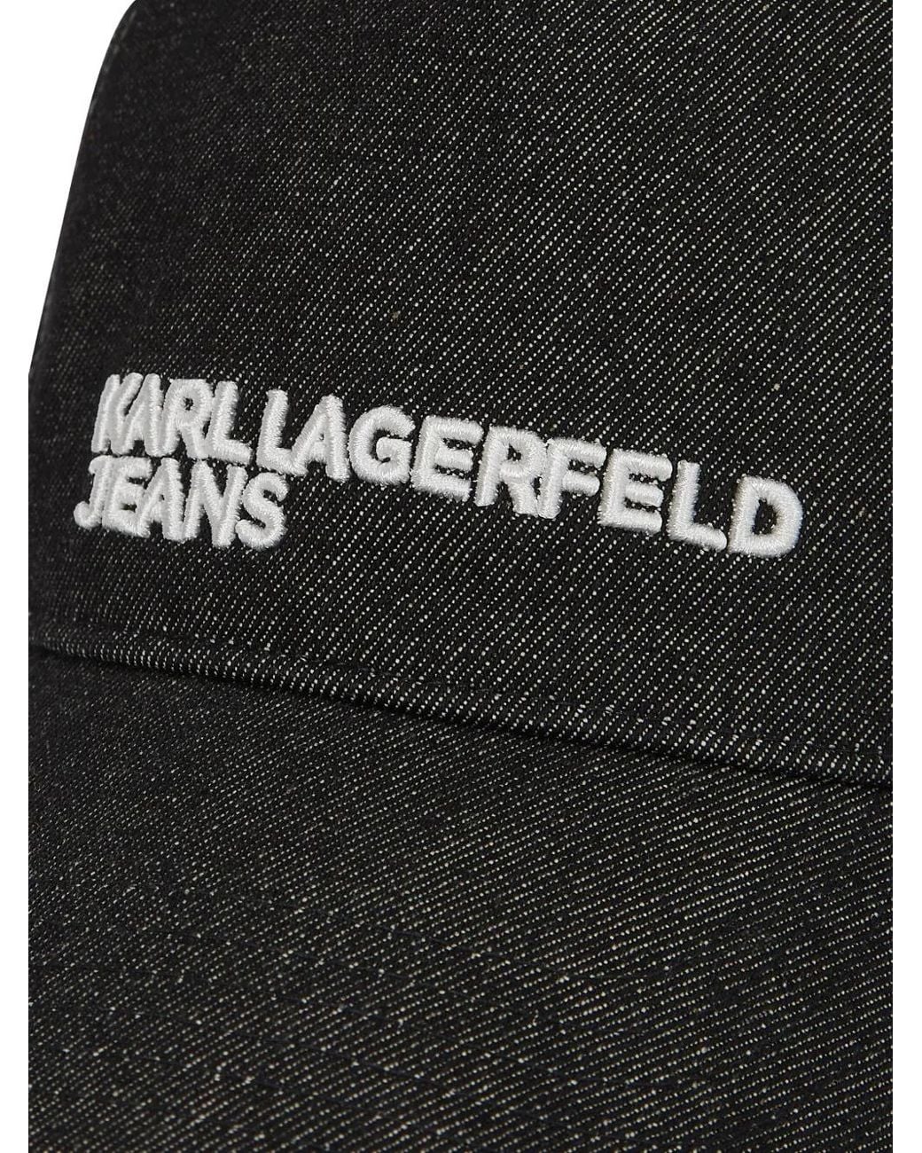 Karl Lagerfeld Black Two-Tone Denim Cap for men