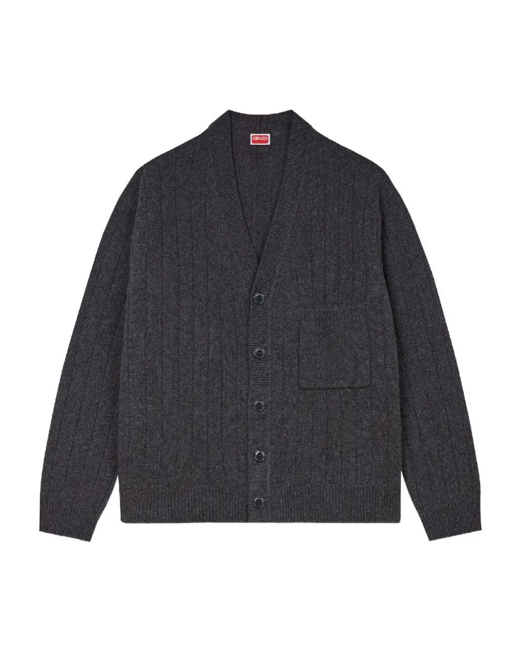 KENZO Blue Buttoned Chest-Pocket Cardigan for men