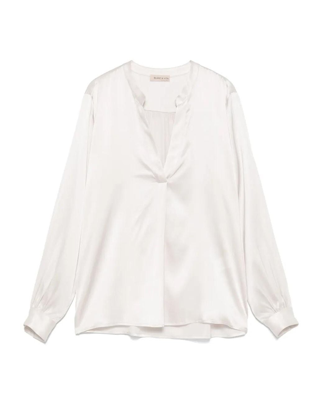 Blanca Vita White Satined Blouse
