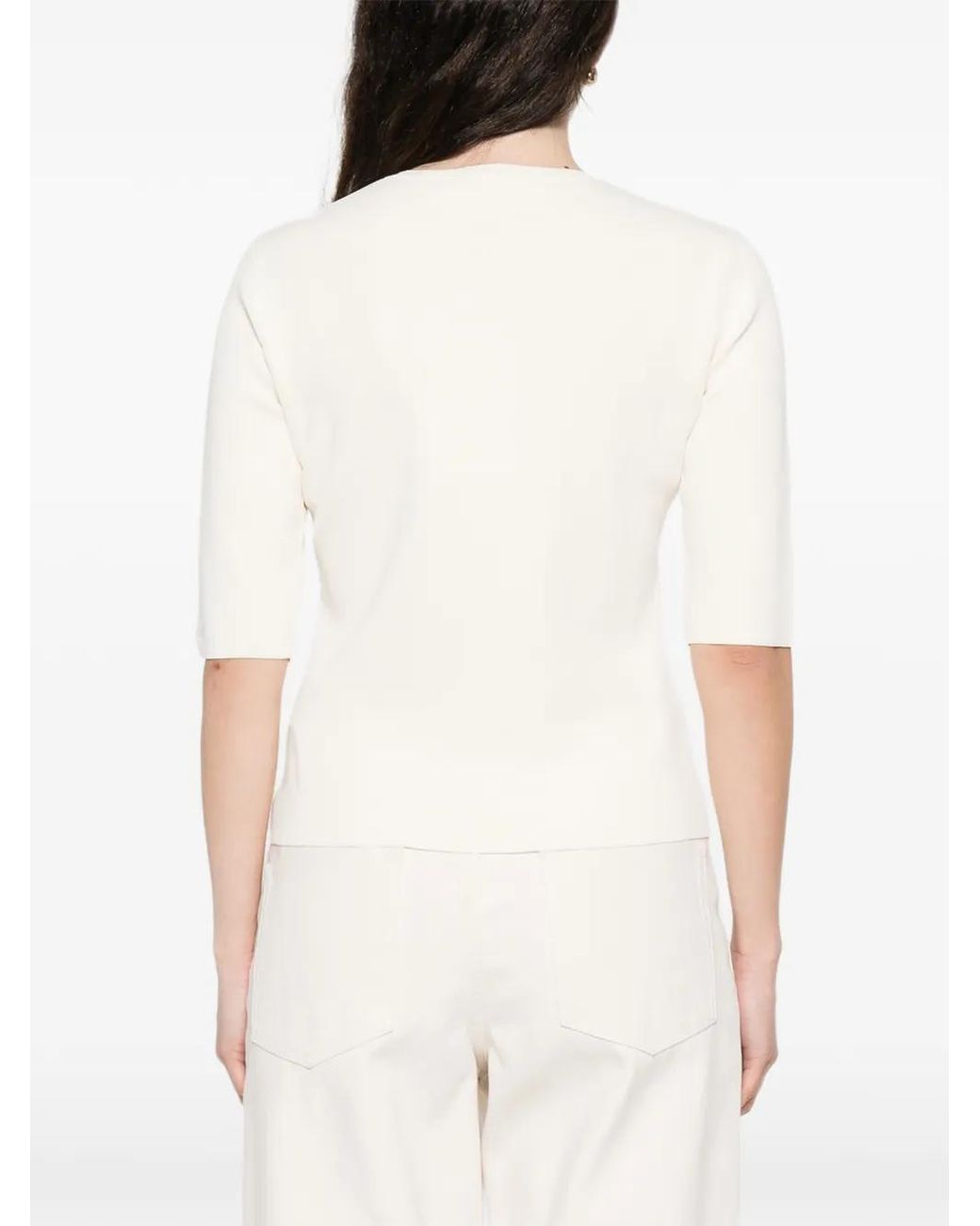 Max Mara White Quarter-Sleeve T-Shirt