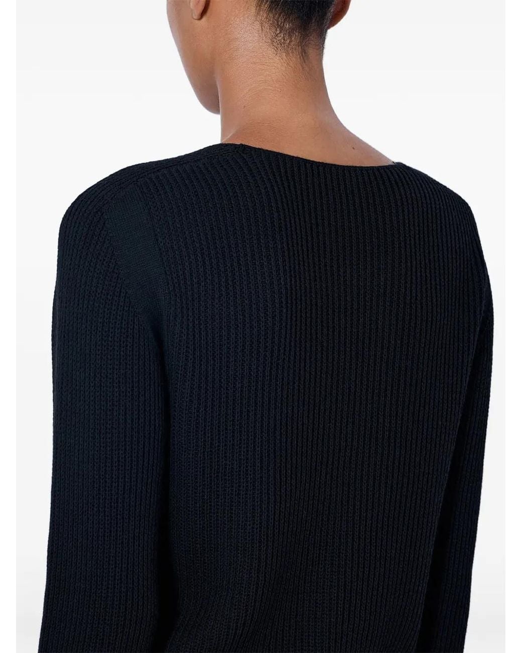Rick Owens Blue Ribbed-Knit V-Neck Sweater