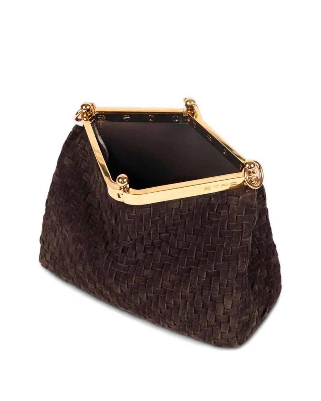 Etro Black Small Woven-Suede Shoulder Bag