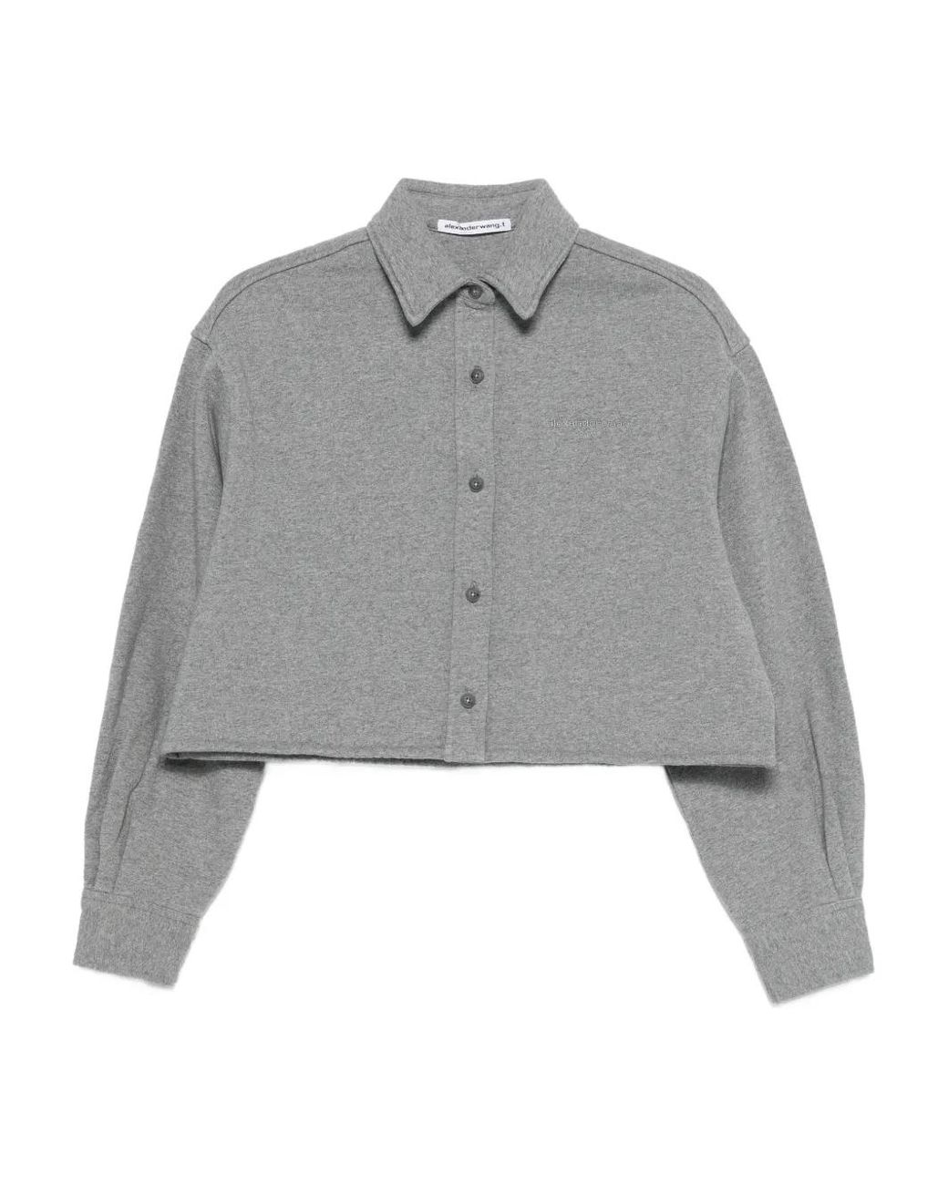 Alexander Wang Gray Button Up Cropped Shirt