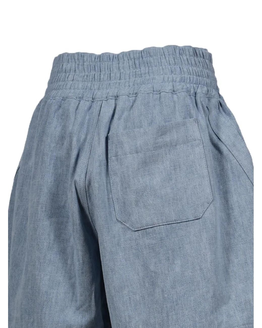 Rabanne Blue Logo-Patch Bermuda Shorts