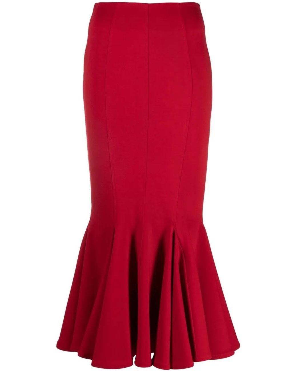 The Attico Red High Waist Midi Skirt