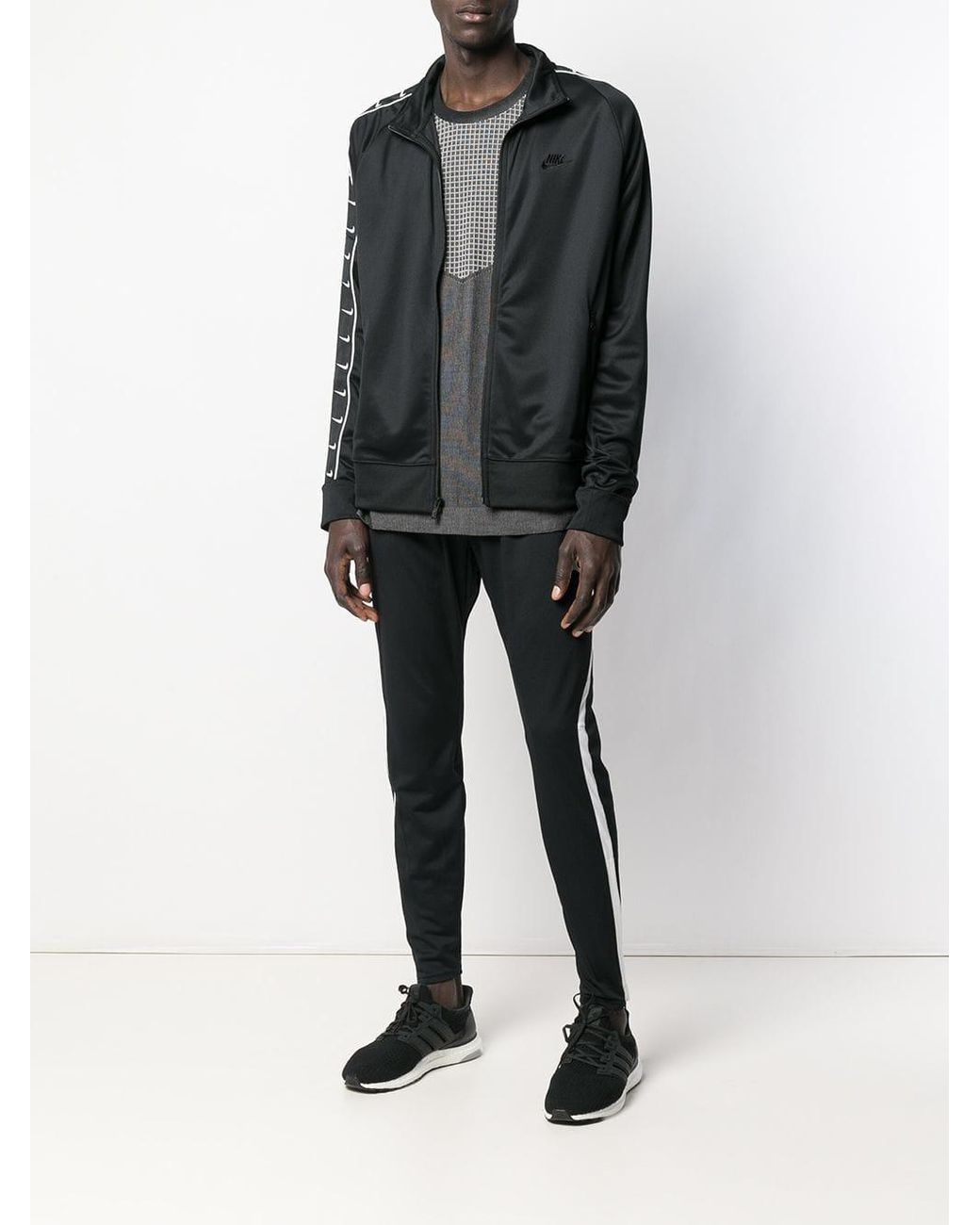 nike black jacket white stripe
