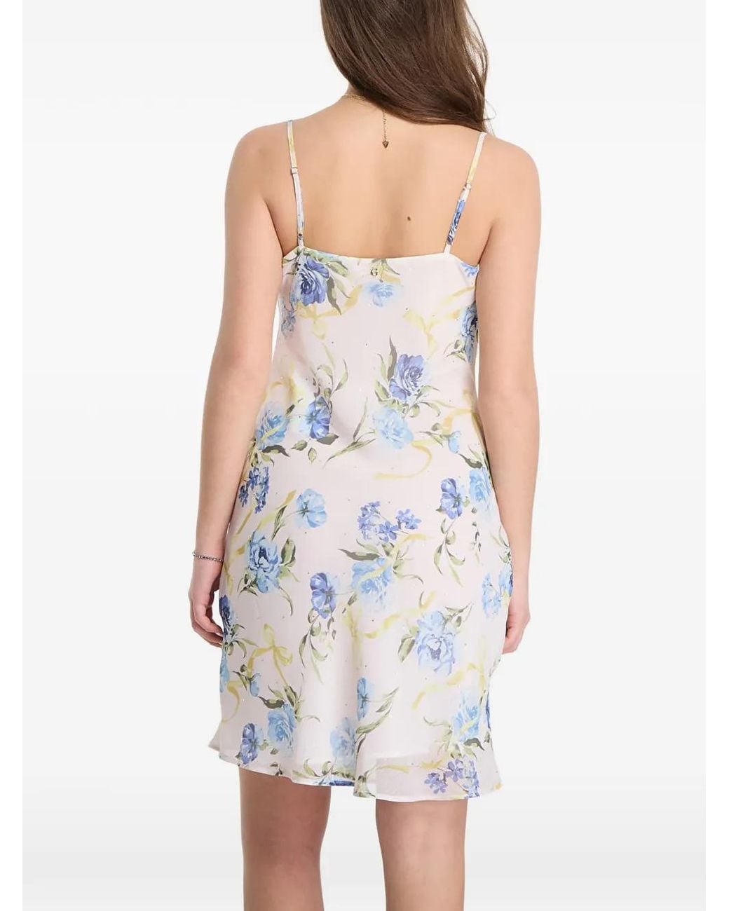 Guess Blue Floral-Print Slip Dress