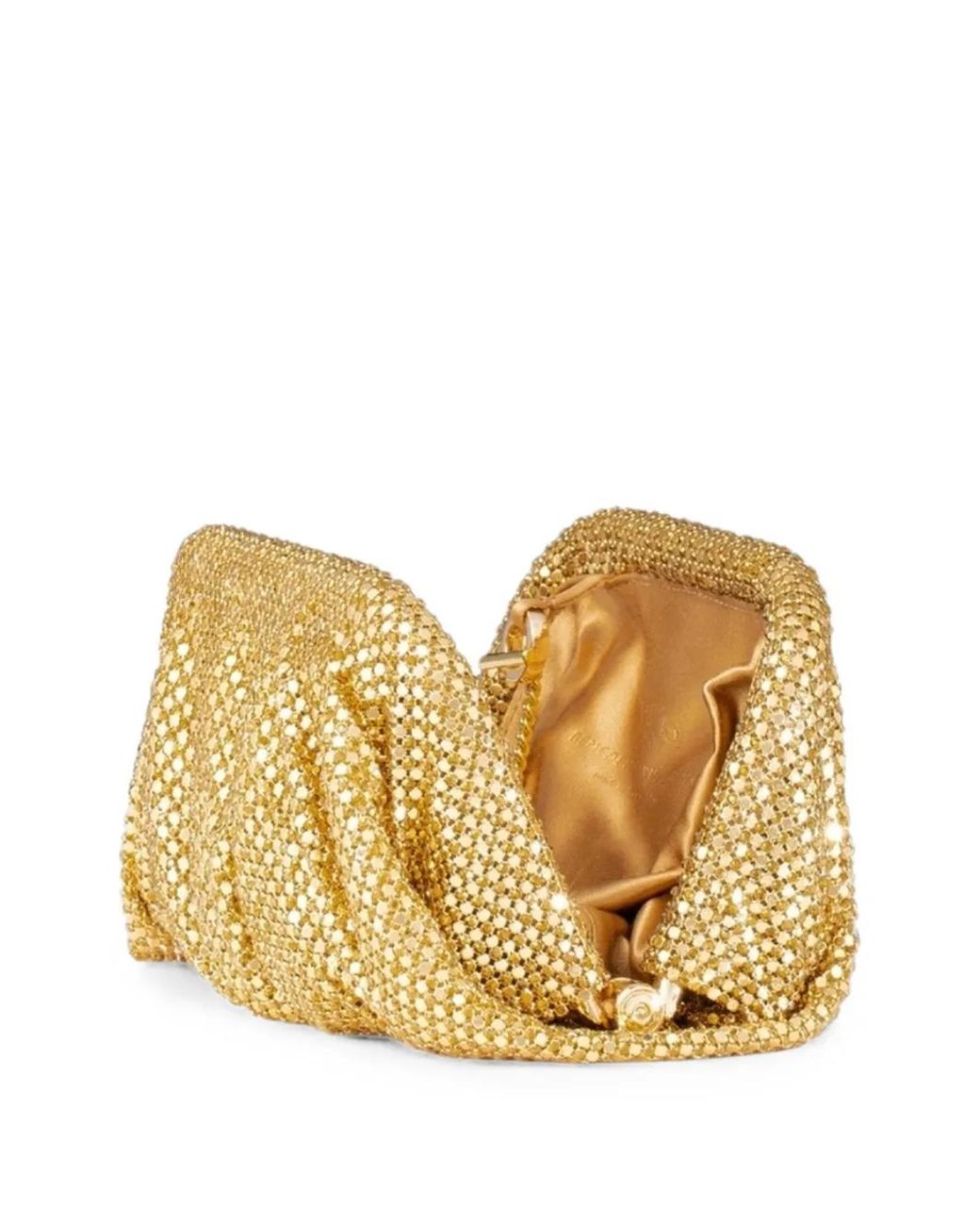 Benedetta Bruzziches Metallic Venus Crystal-Embellished Draped Clutch Bag