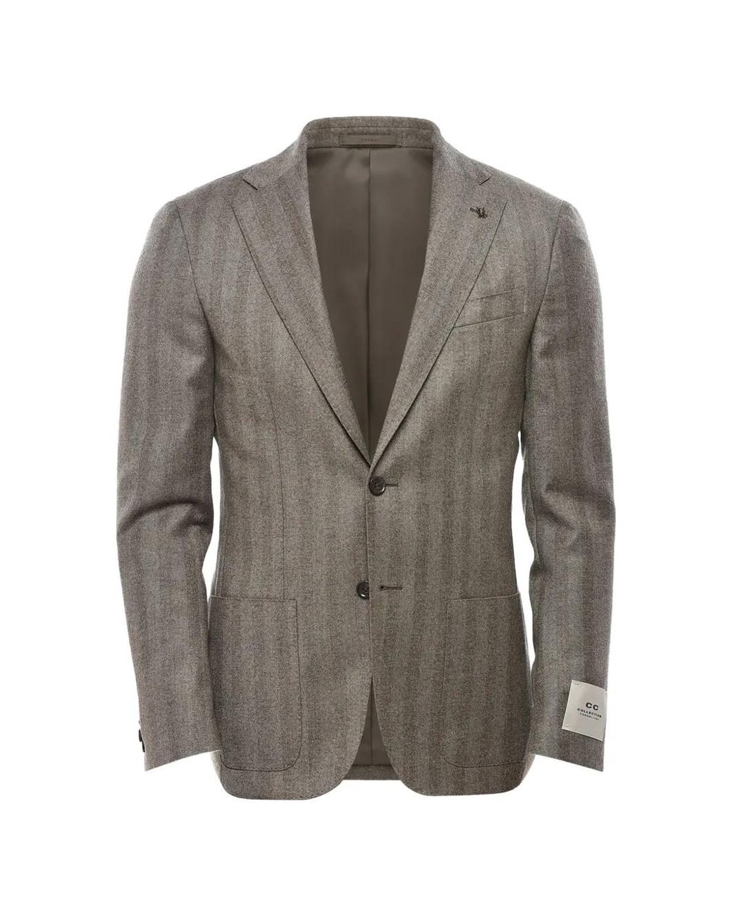 Corneliani Gray Herringbone Single-Breasted Blazer for men