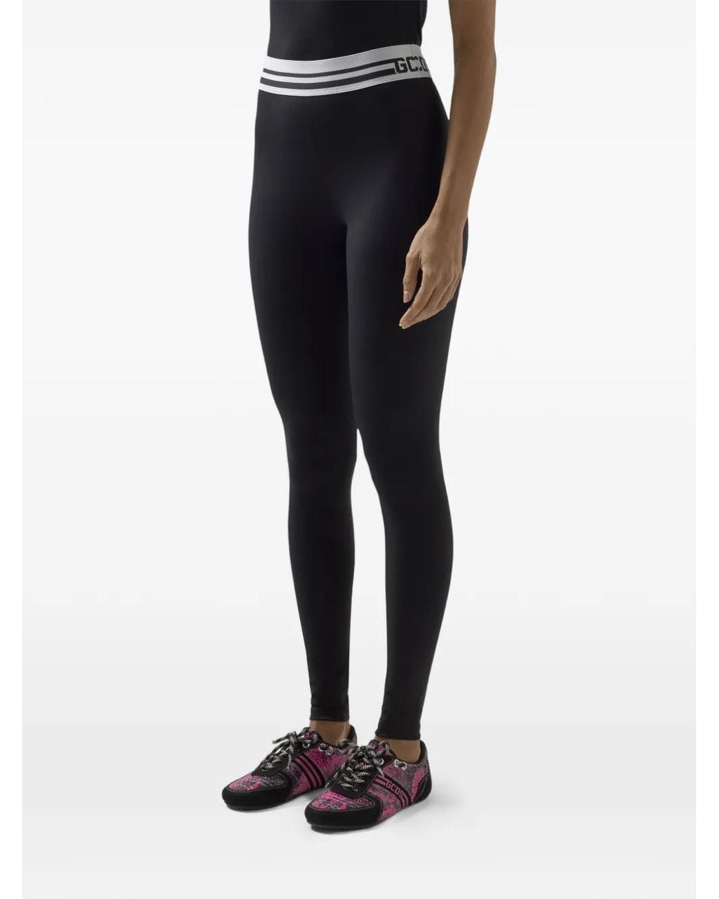 Gcds Black Striped-Waistband Leggings