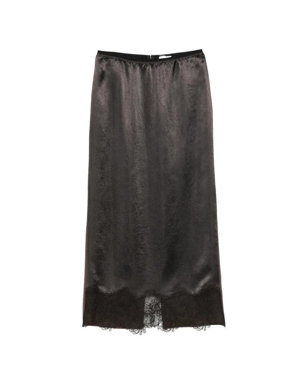 Alysi Gray Lace-Trim Crinkled-Finish Skirt