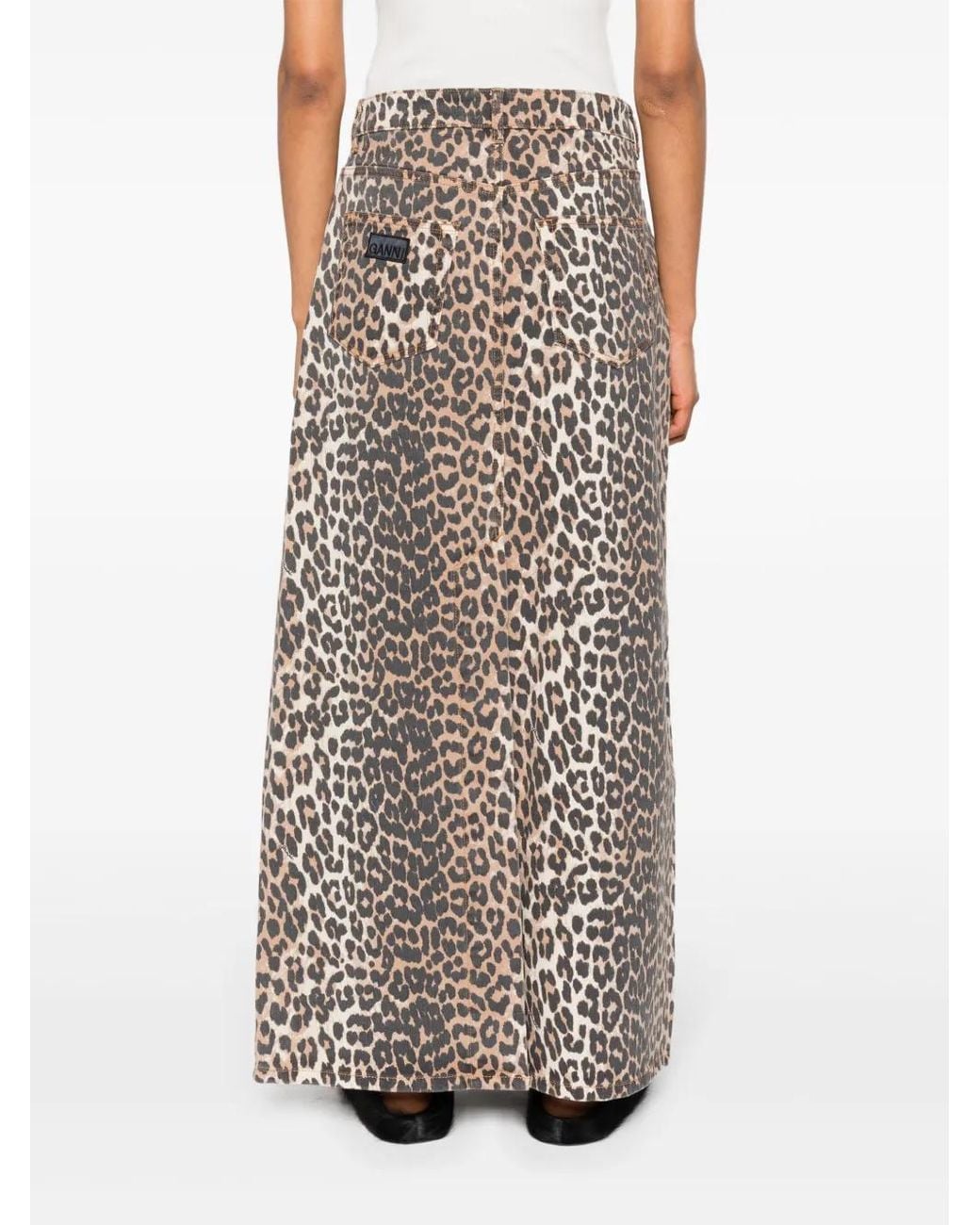 Ganni Brown Denim Maxi Skirt