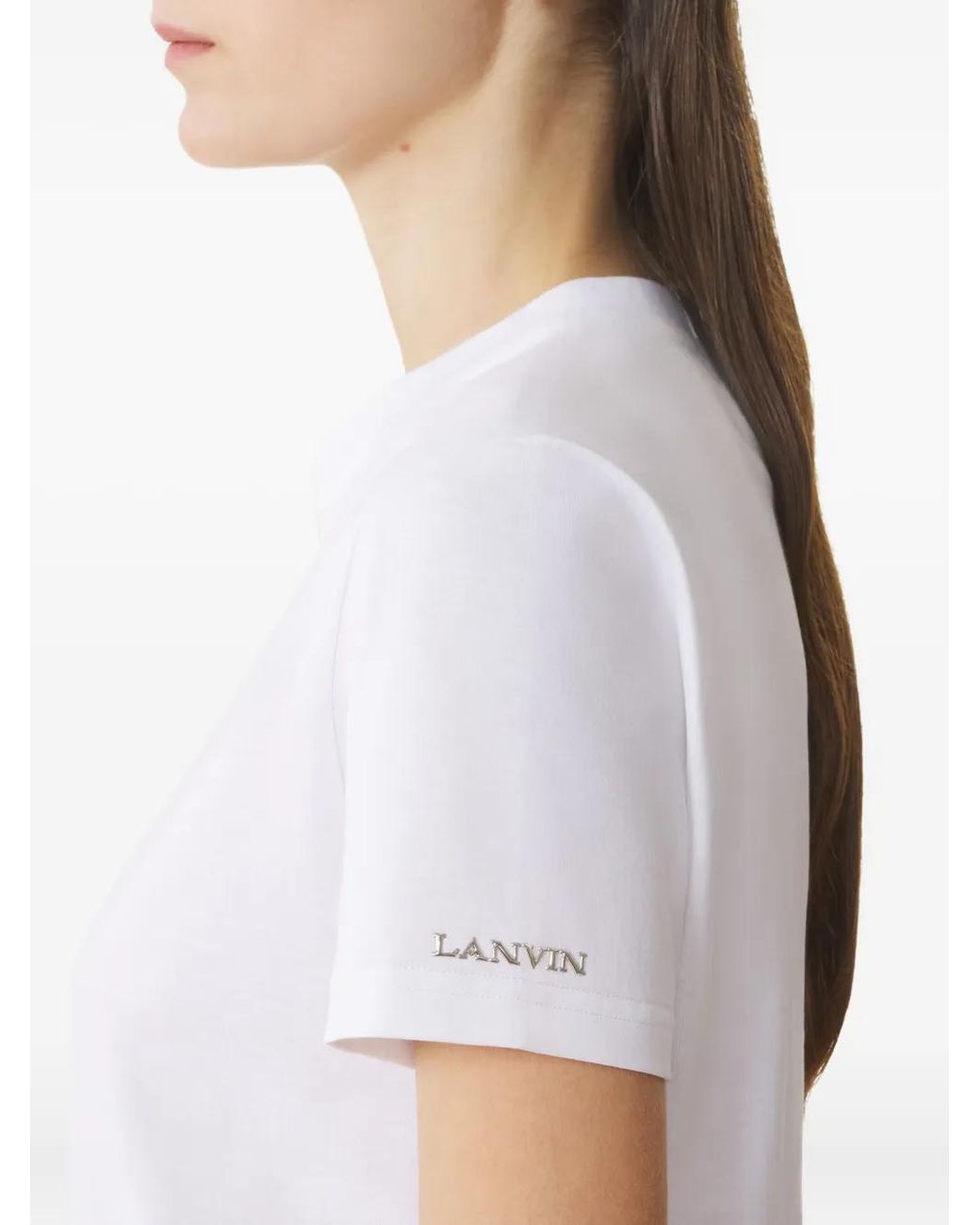 Lanvin White Short-Sleeved Top With Rounded Neckline