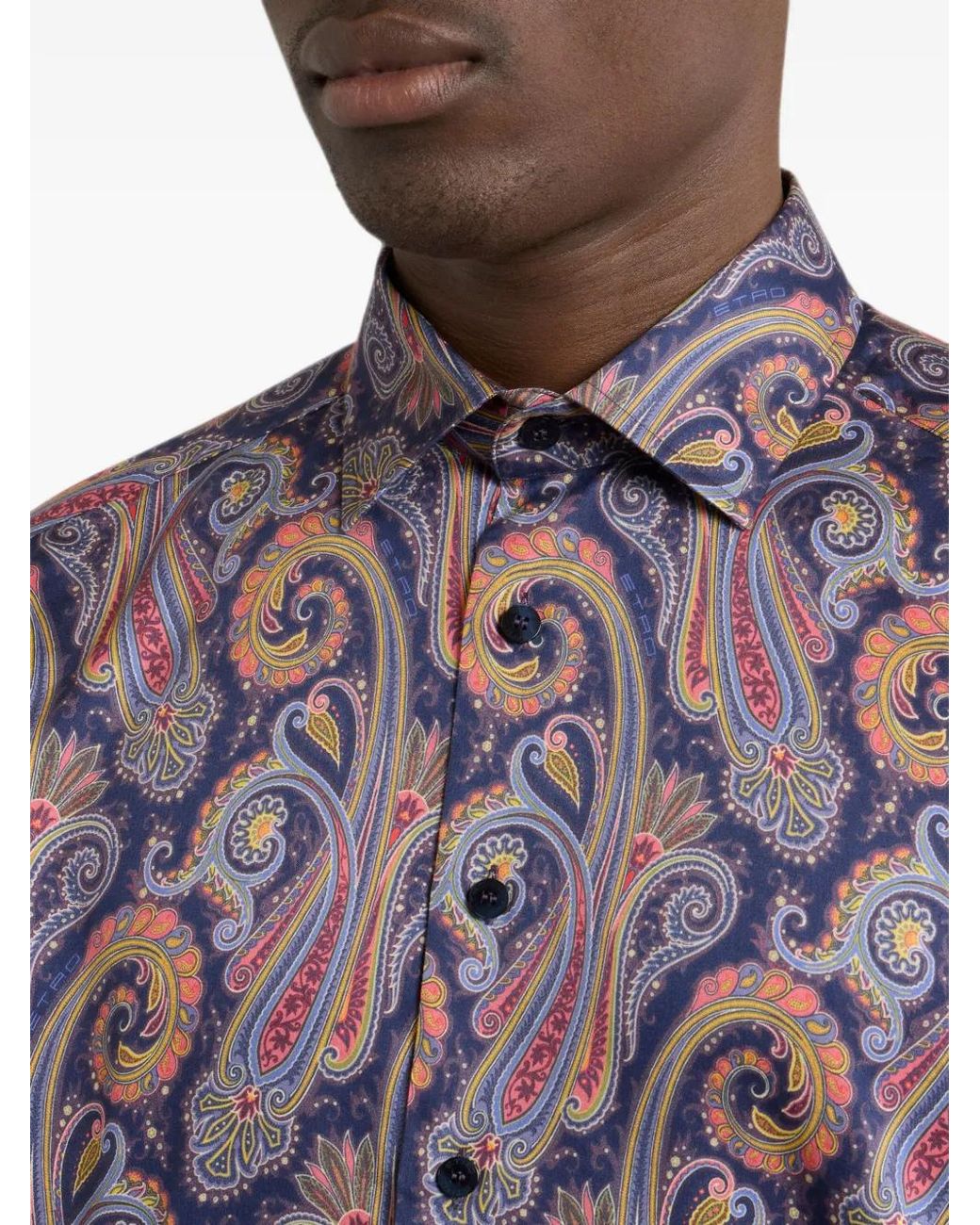 Etro Purple Paisley-Print Cotton-Satin Shirt for men