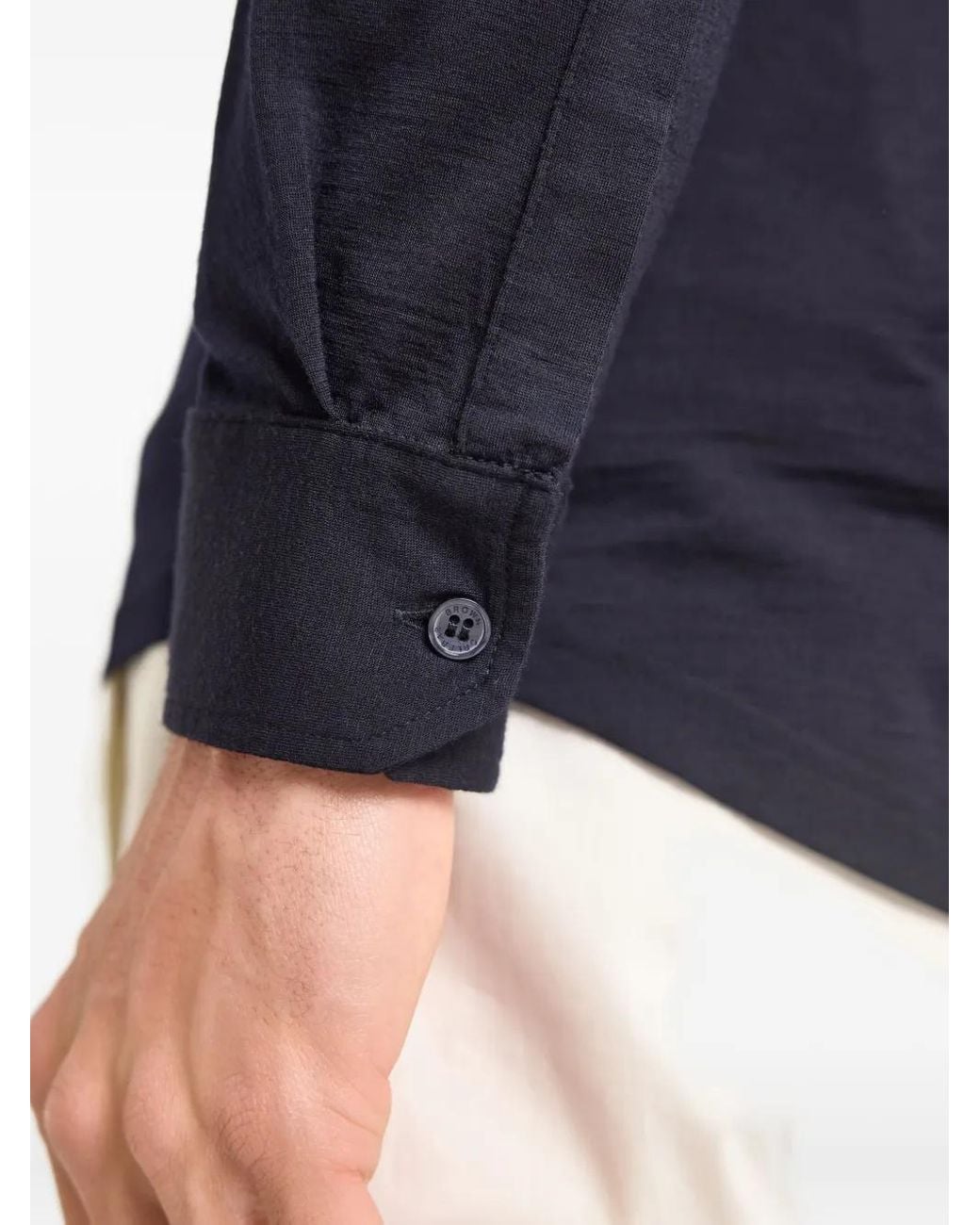 Orlebar Brown Blue Long-Sleeve Merino Wool Polo Shirt for men