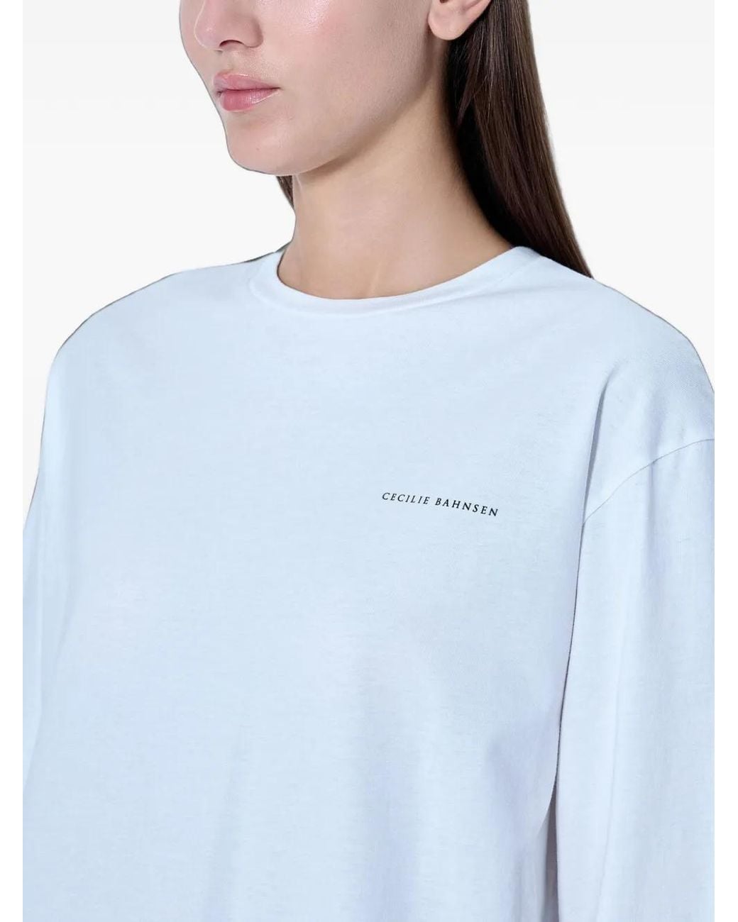 CECILIE BAHNSEN White Bow-Print Long-Sleeve T-Shirt