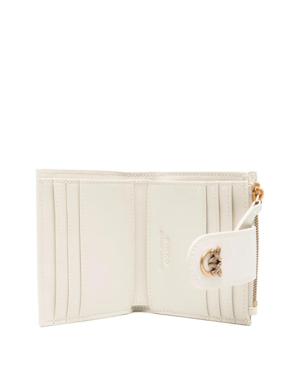 Pinko Natural Small Smooth Leather Wallet With Logo
