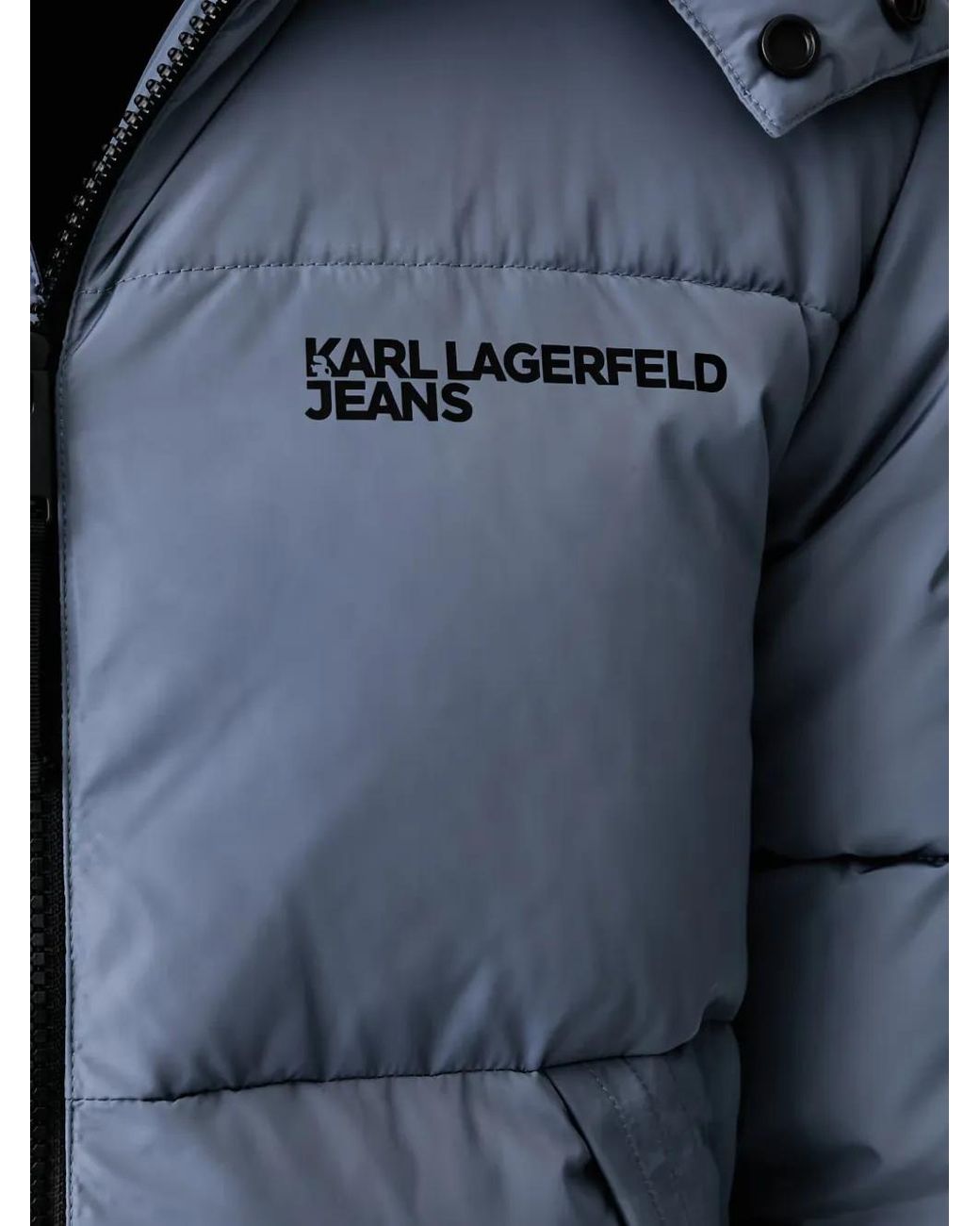 Karl Lagerfeld Blue Hooded Puffer Jacket for men