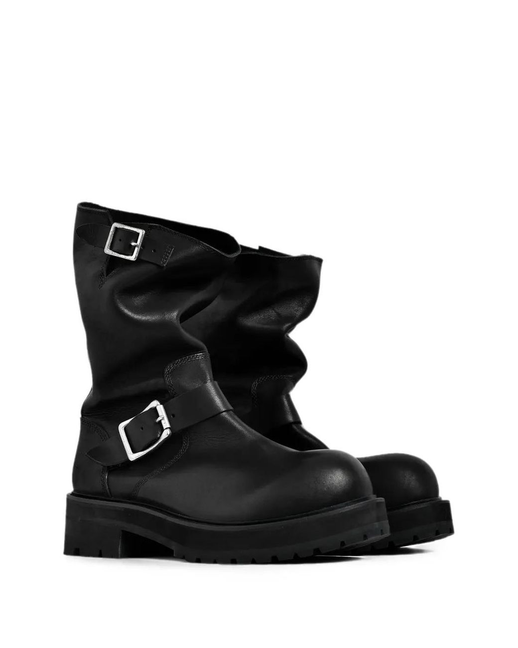 FILTH Black Bottes En Cuir À Boucles for men