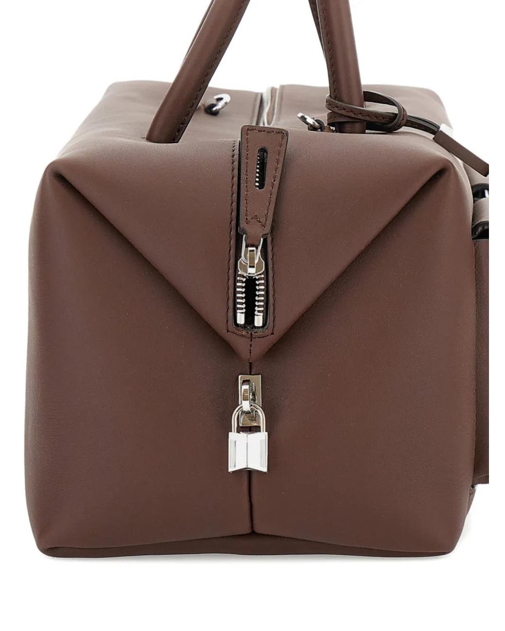 Max Mara Brown Leather Shoulder Bag With Padlock Flap