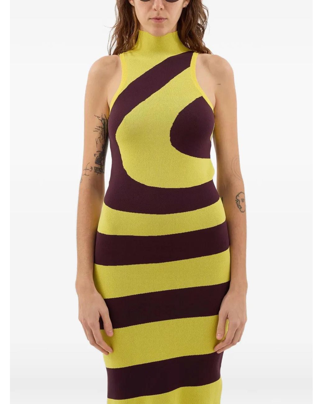 Sunnei White High-Neck Spiral Tank Dress