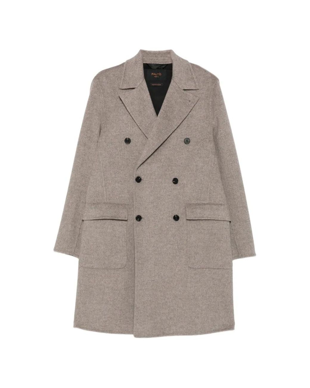 Paltò Gray Double-Breasted Wool Coat for men