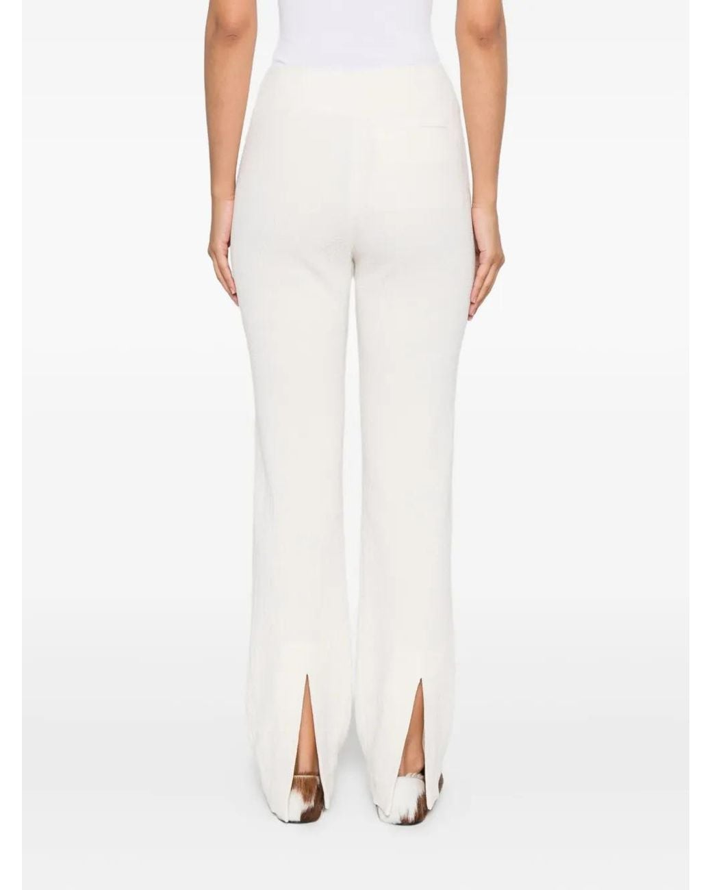 Nanushka White Shera Back-Slit Trousers