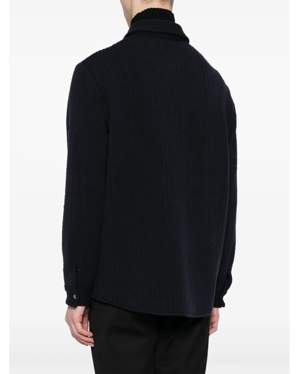 Giorgio Armani Blue Quilted Press-Stud Shirt for men