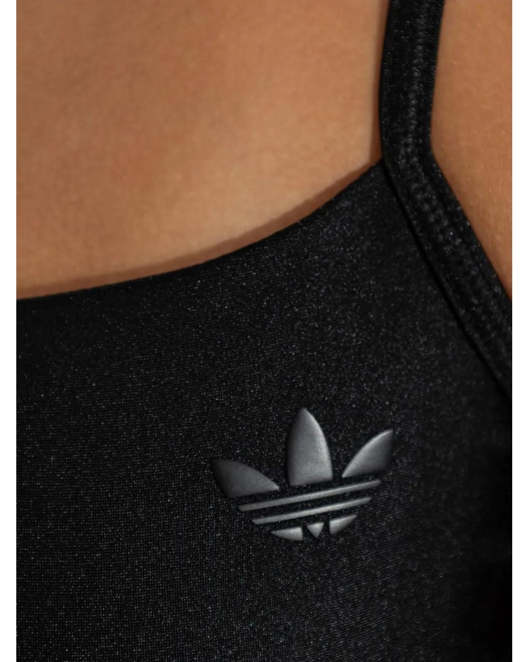 Adidas Black Logo-Patch Spaghetti-Strap Top