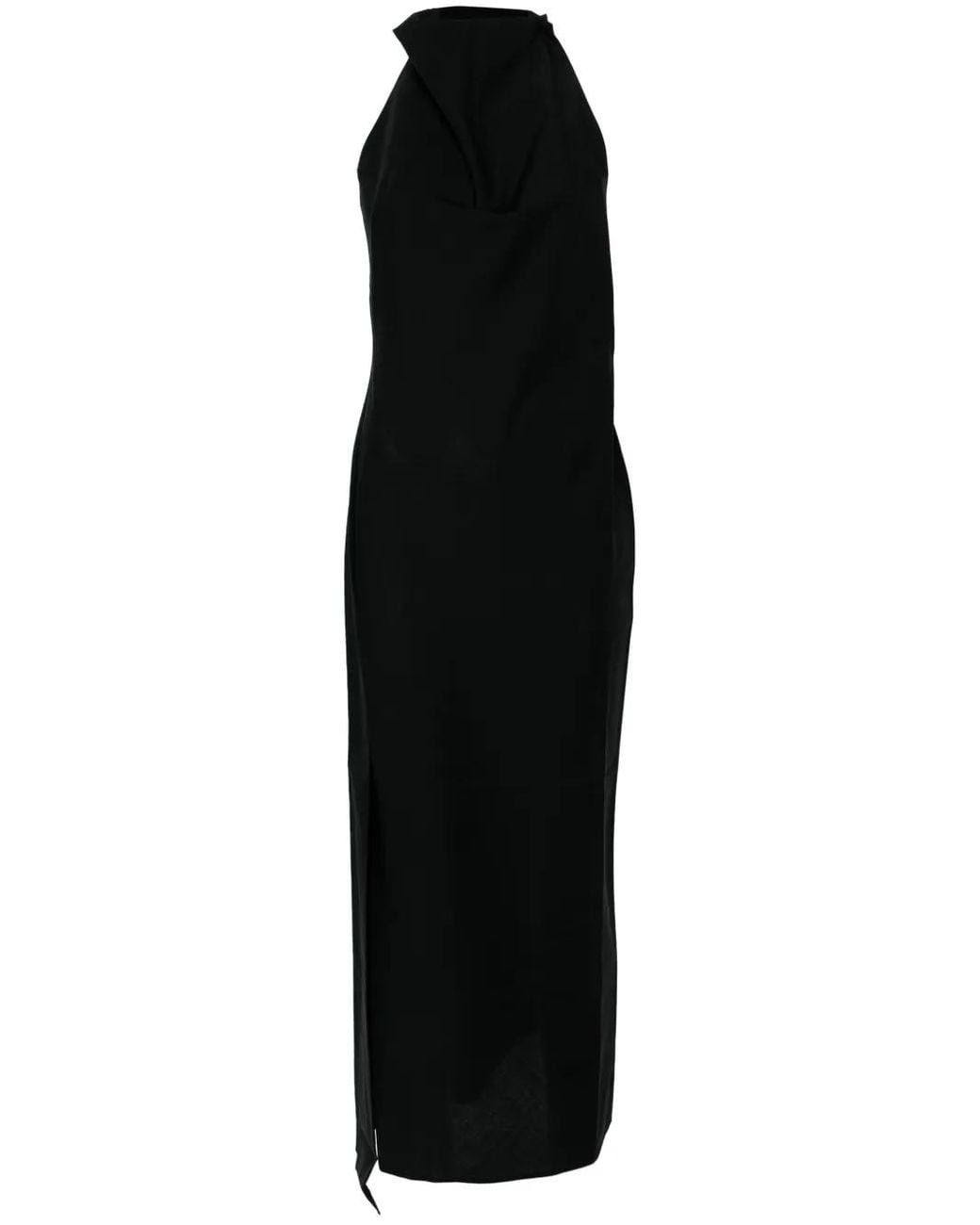 Rohe Black Halterneck Virgin Wool Maxi Dress