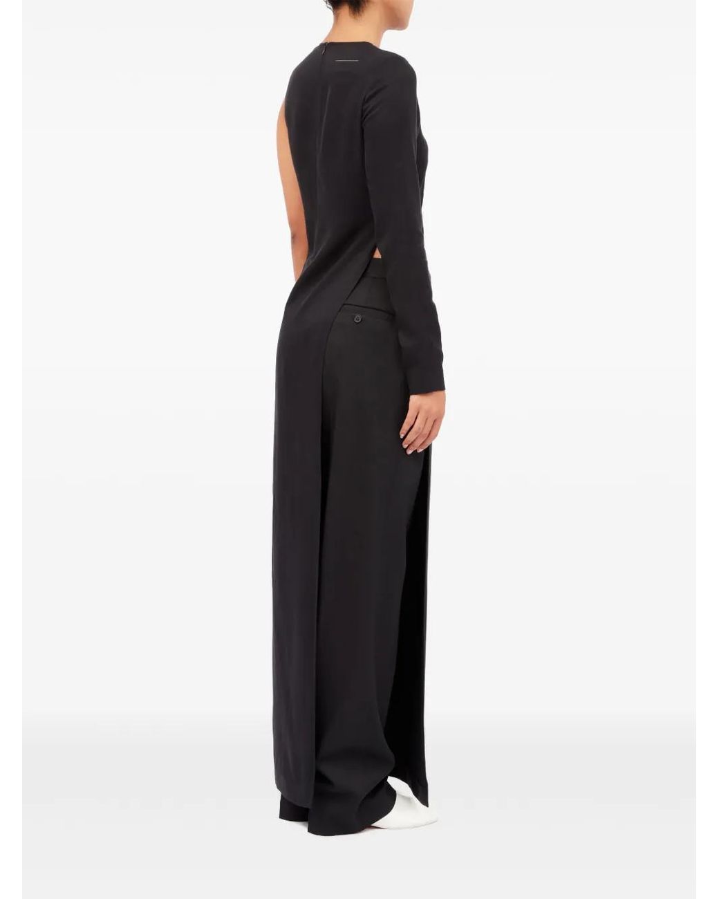 MM6 by Maison Margiela Black Pintucked One-Shoulder Blouse