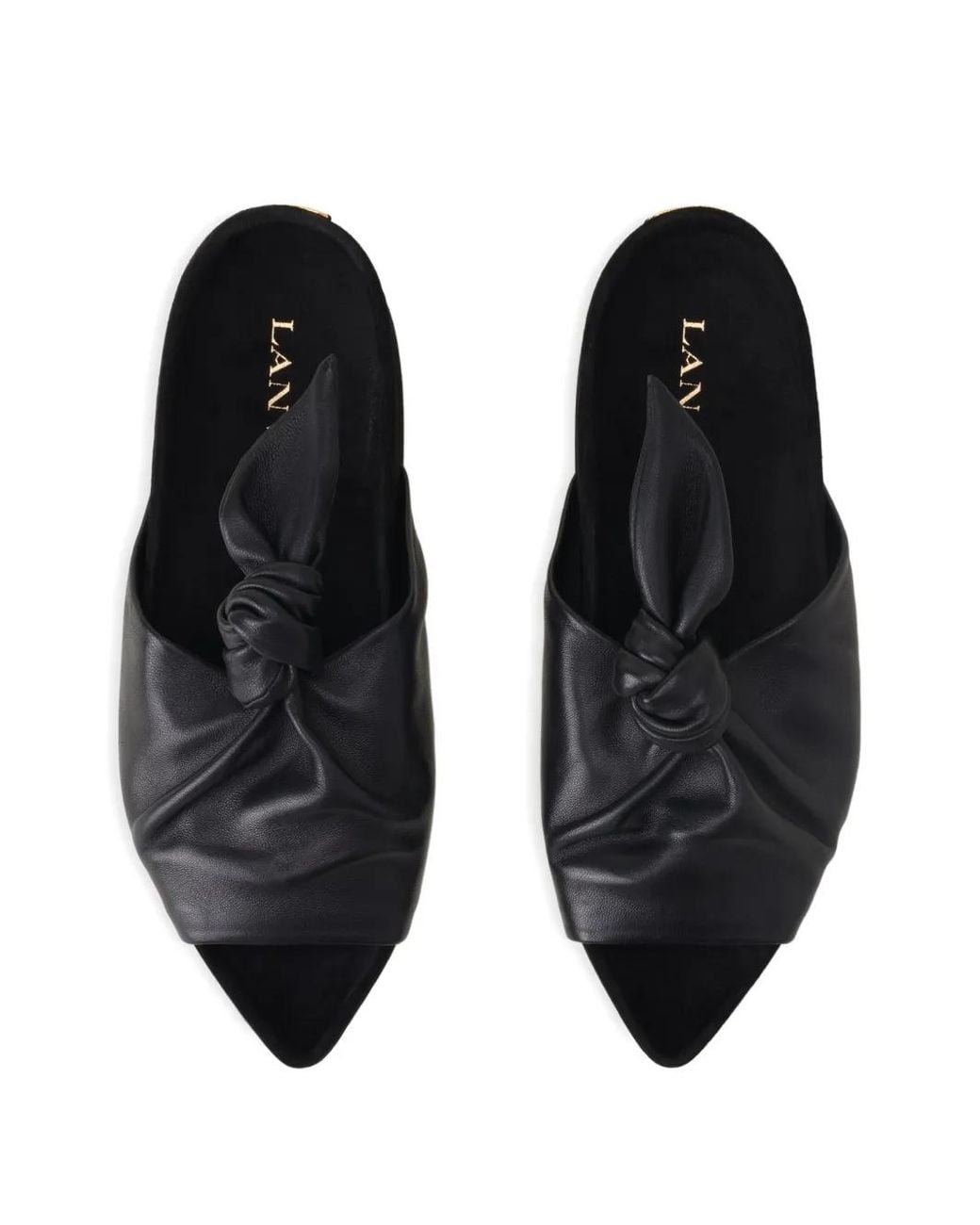 Lanvin Black Cocoon Flat Leather Mules