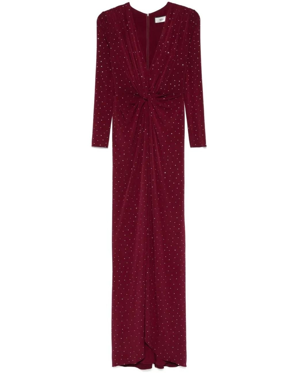 Nissa Purple Rhinestone-Embellished Maxi Dress