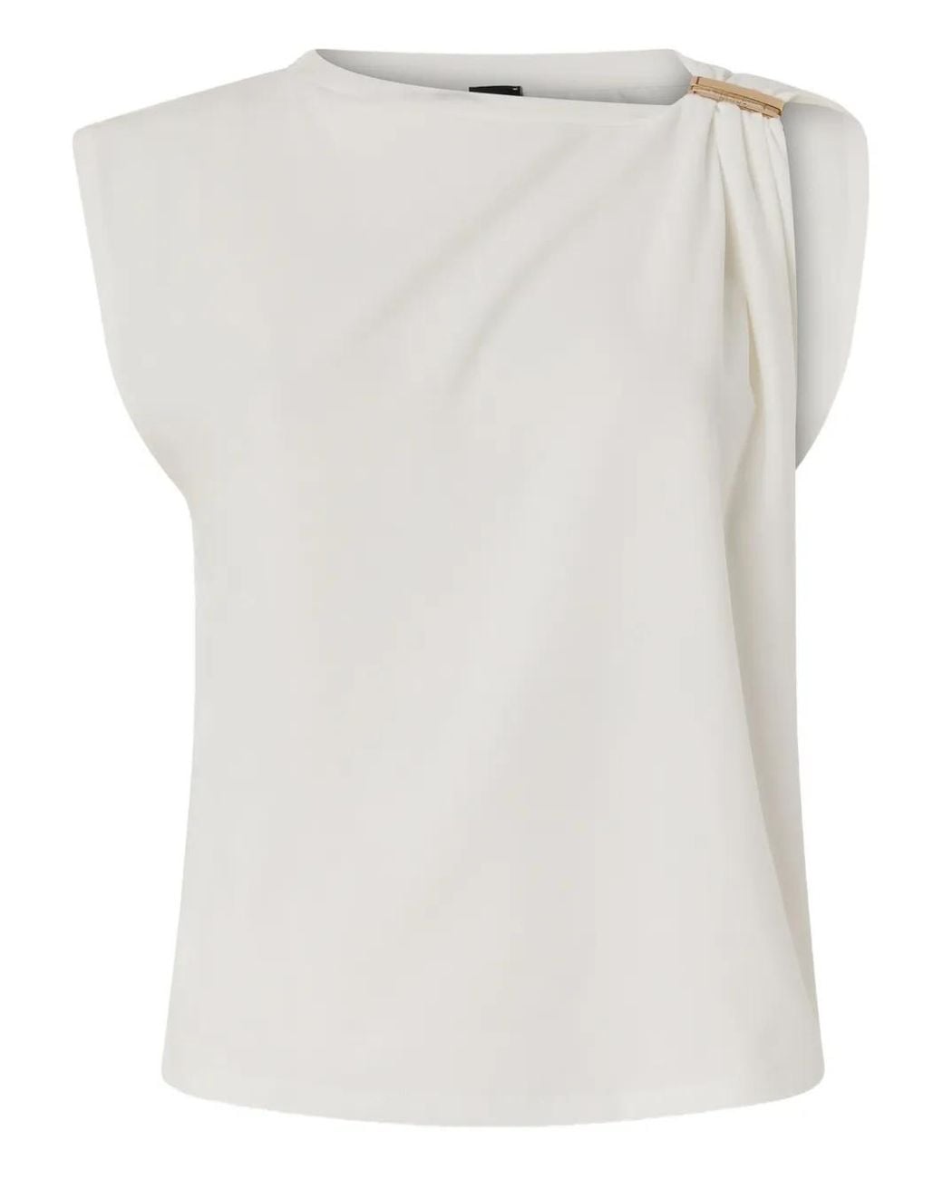 Pinko White T Shirt With Draping And Detail