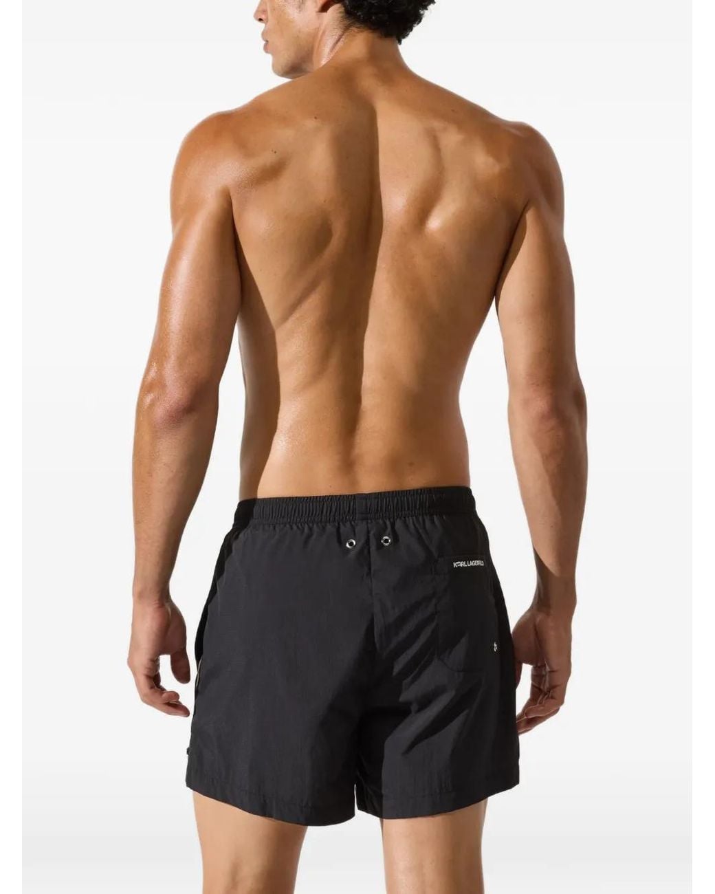Karl Lagerfeld Black Ikon Ripstop Short Swim Shorts for men