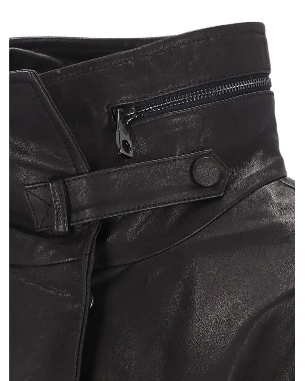 Emporio Armani Black Flap-Pocket Leather Jacket
