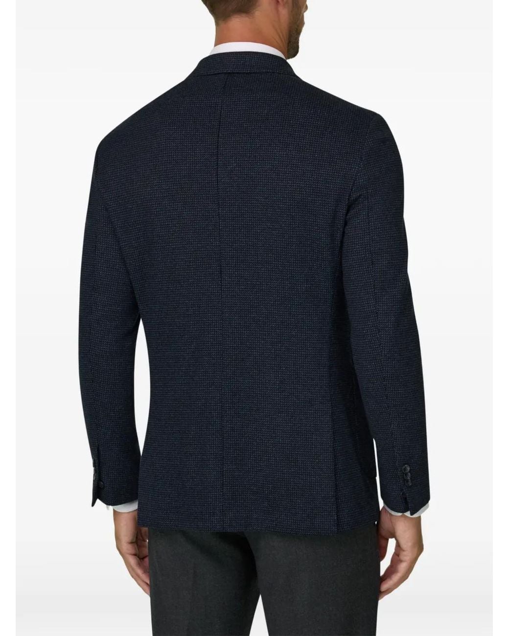 Boggi Blue Blazer Micro-Patterned Cotton-Blend B Jersey for men