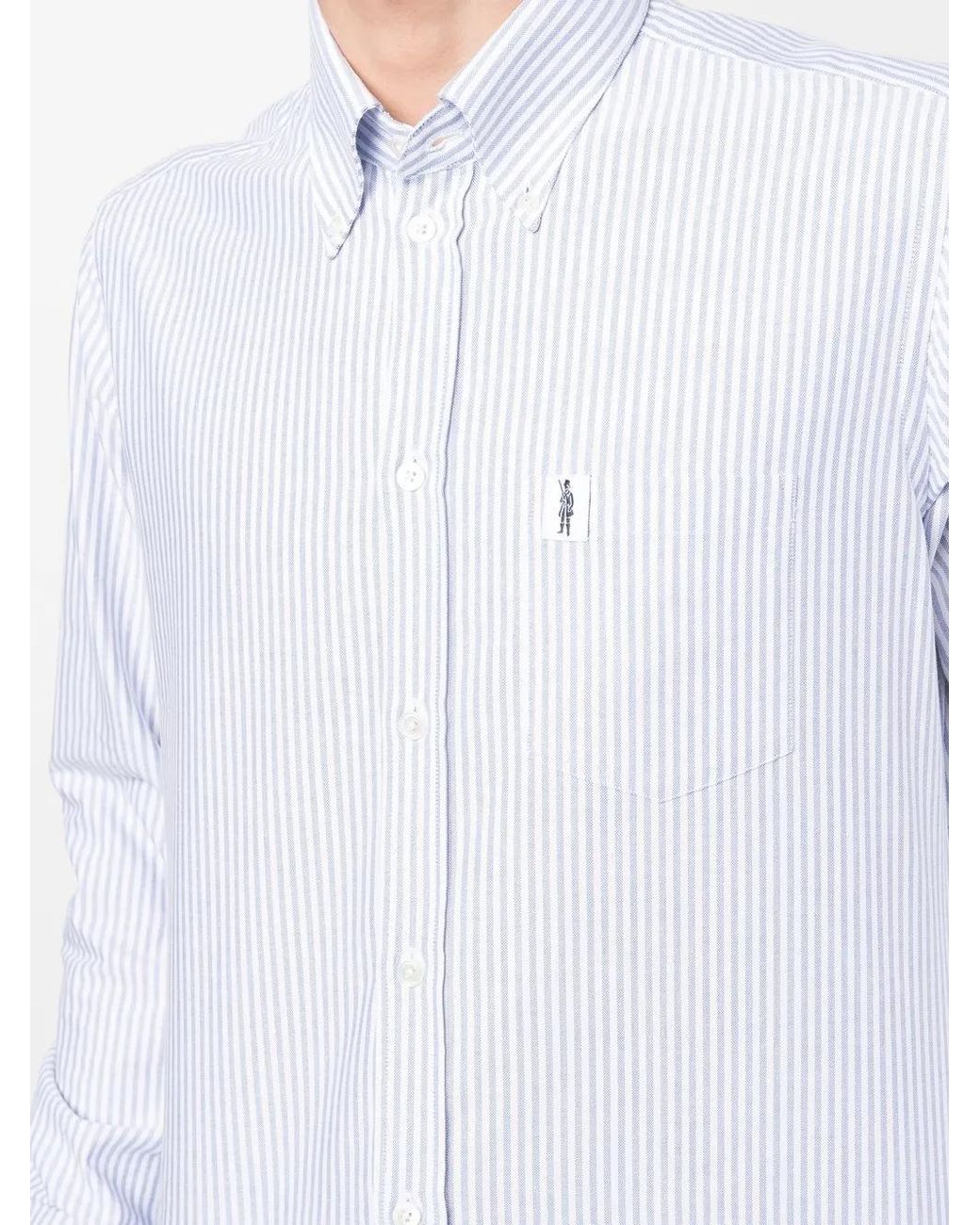 Mackintosh White Bloomsbury Striped Shirt for men