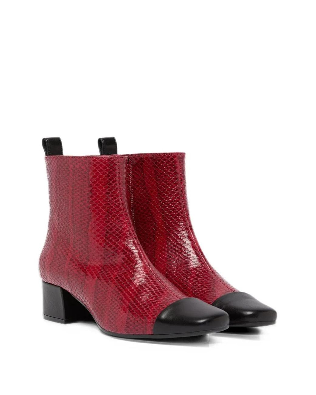 CAREL PARIS Red Estime Python-Effect Ankle Boots